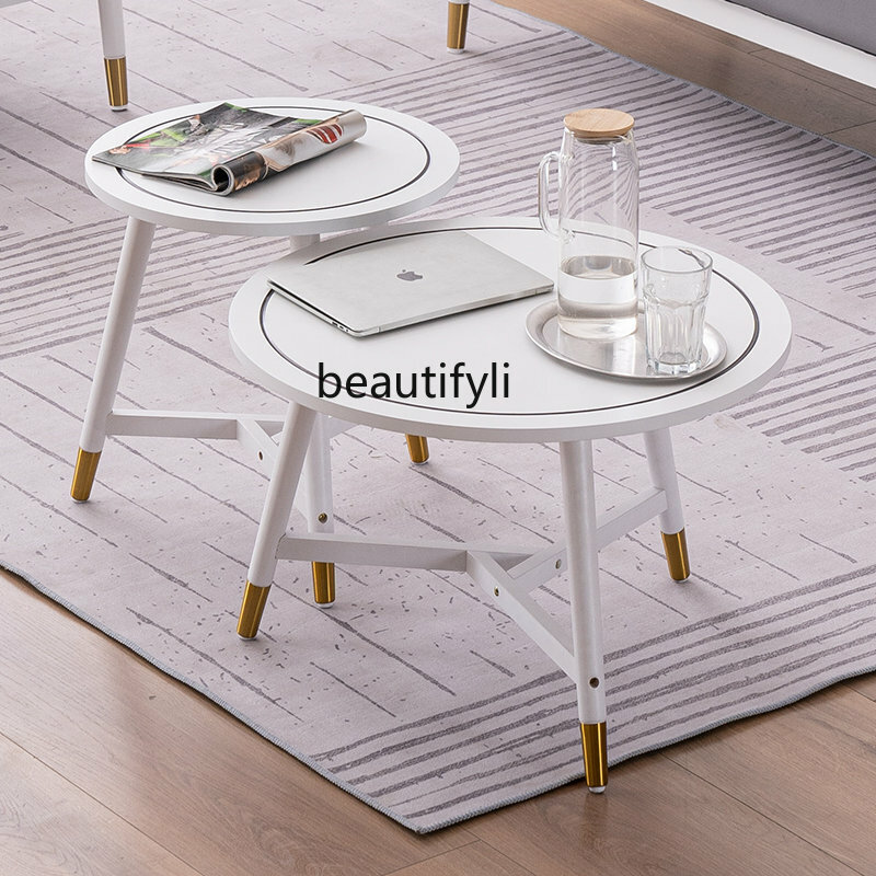 Журнальный столик в скандинавском стиле yj маленького размера, Круглый, простой, лаконичный, современный маленький мини-столик