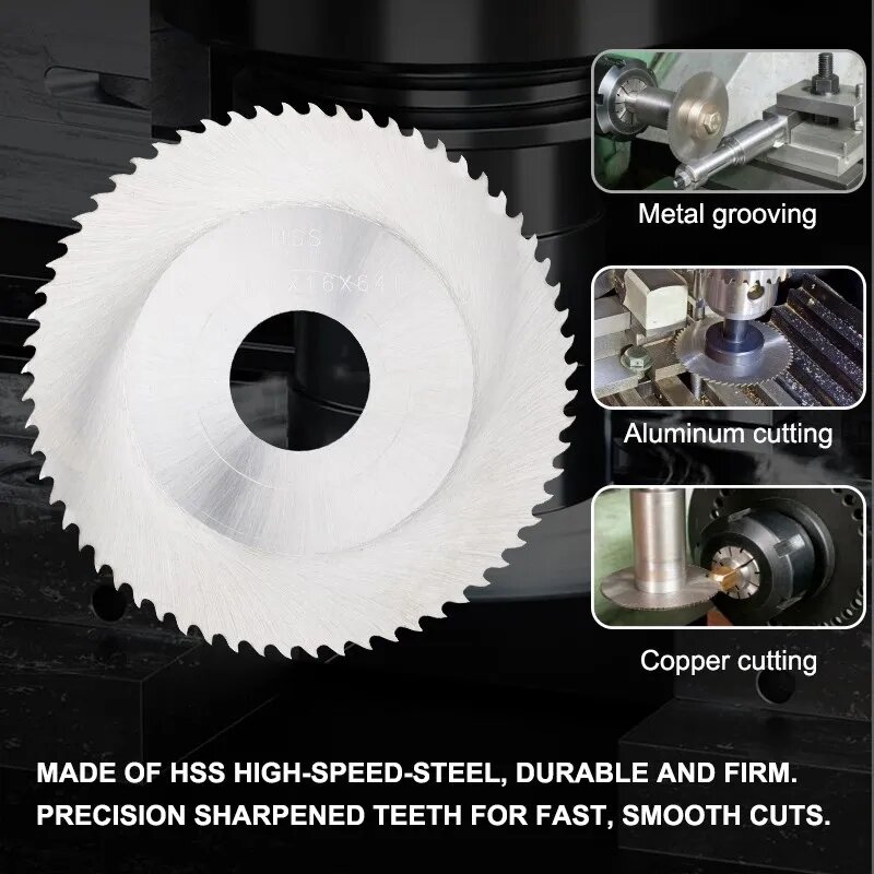 Hoja de sierra de corte y ranurado, disco de corte Circular de acero HSS para máquina de corte CNC, herramienta de corte de PVC y Metal, 63mm, W6542