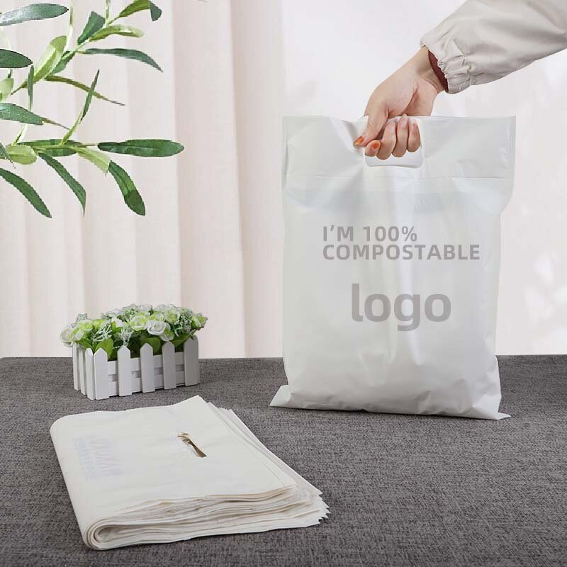 Kunden spezifisches Produkt 、 kunden spezifische Logos % pla wieder verwendbare kompost ierbare umwelt freundliche Einkaufs verpackung Tasche biologisch abbaubare Kunststoff produkte