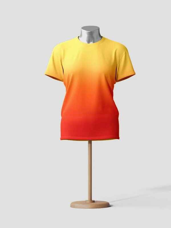 Camisetas de gradiente 3D para mulher, camiseta casual feminina de rua, camiseta extragrande, roupas Y2K, moda verão