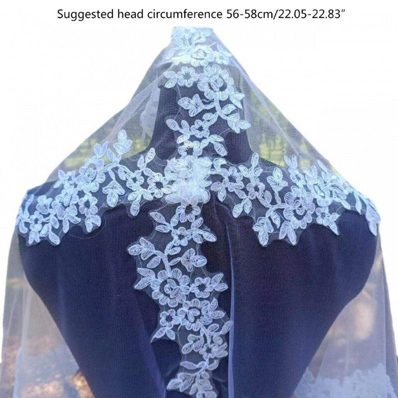화이트 웨딩 베일 신부 샤워 Headscarf Dropship에 대한 단일 레이어 레이스 웨딩 베일