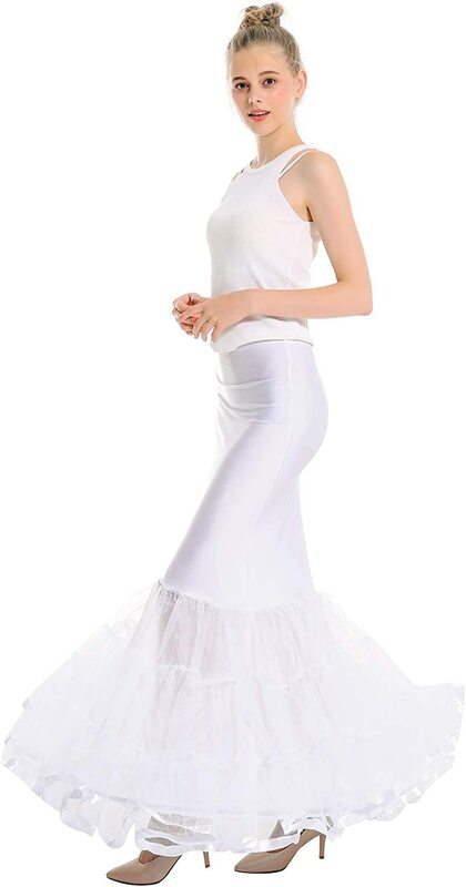 Women's Mermaid Fishtail Crinoline Petticoat Floor Length Wedding Underskirt Trumpet Crinoline for Mermaid Wedding Dress