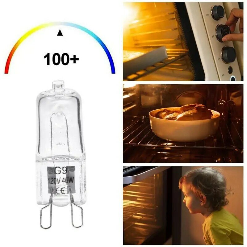 Lâmpada de halogênio durável resistente a altas temperaturas, Lâmpada de forno G9, Lâmpada para ventiladores de geladeira, Pin Bulb, 40W, 500 ℃