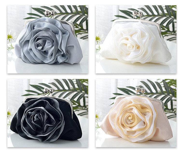 ดอกไม้ประดิษฐ์ Rose Wedding Bouquet ผ้าไหมซาตินริบบิ้นสีชมพูสีขาวแชมเปญเพื่อนเจ้าสาวเจ้าสาว