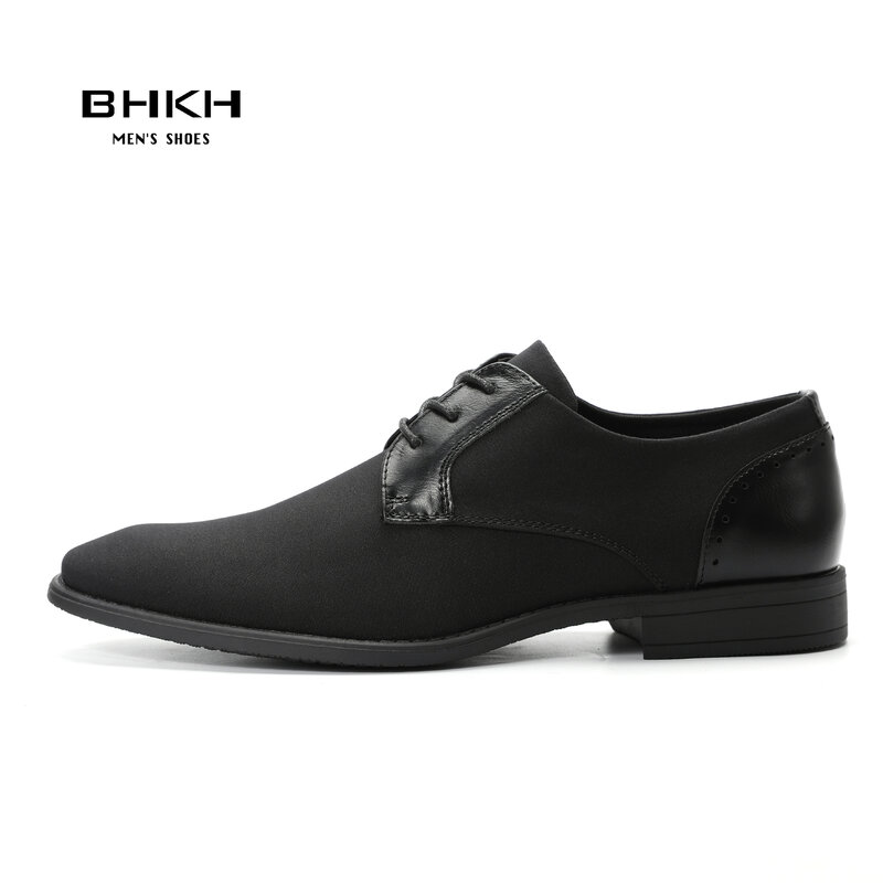BHKH-zapatos de vestir con cordones para hombre, calzado informal, para trabajo y oficina, color negro