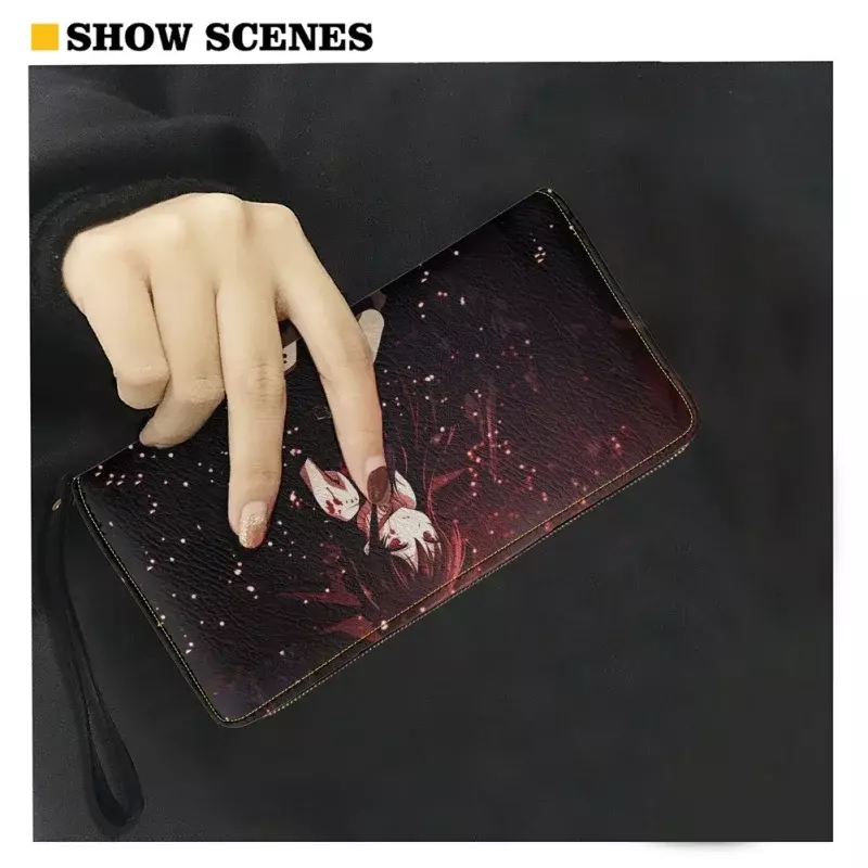 Akame Ga Kill-billeteras de cuero con estampado 3D para mujer, Tarjetero con cremallera, monedero de mano