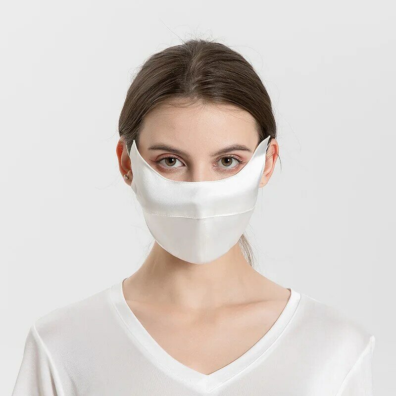 Birdtree 100% prawdziwa jedwabna osłona na twarz, damska duża maska przeciwsłoneczna z regulowanym uchem, maseczka higieniczna dla kobiet A43856QM