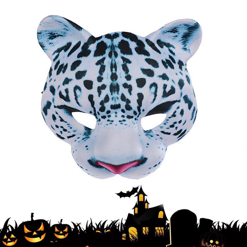 Topeng Opera Halloween kepala macan tutul gaun indah kostum Halloween menakutkan macan tutul Halloween