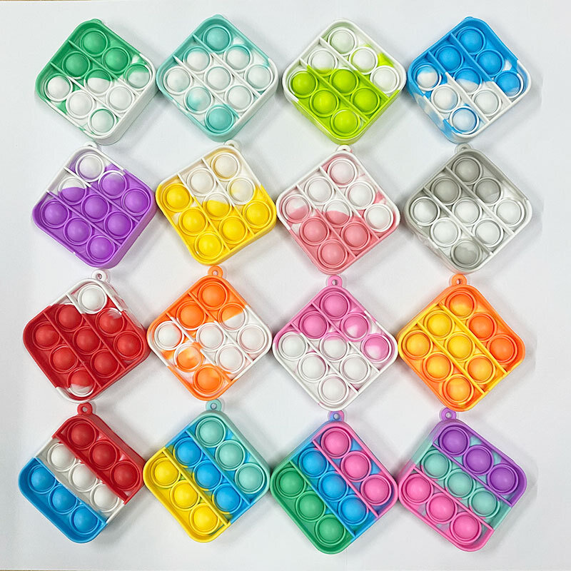 15/30/50Pcs Mini Push Fidget Toy Pack Keychain Fidget Toy Bulk Anti-Anxiety Stress Relief Hand Toys Set for Kids Adults Gifts