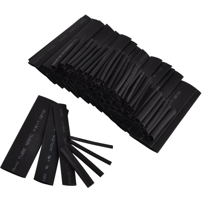 127 pçs preto à prova de intempéries calor psiquiatra sleeving tubo variedade kit conexão elétrica fio cabo envoltório