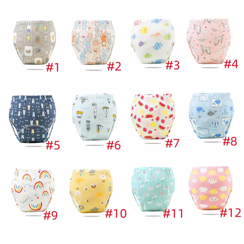 4pcs Baby Diapers Reusable Kids Training Pants Washable Cloth Diapers Infant Nappy Waterproof Pant Panties