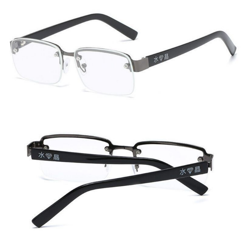 Gafas de lectura de media montura para hombre, lentes de alta calidad con piedra Natural Original para presbicia, + 2,0