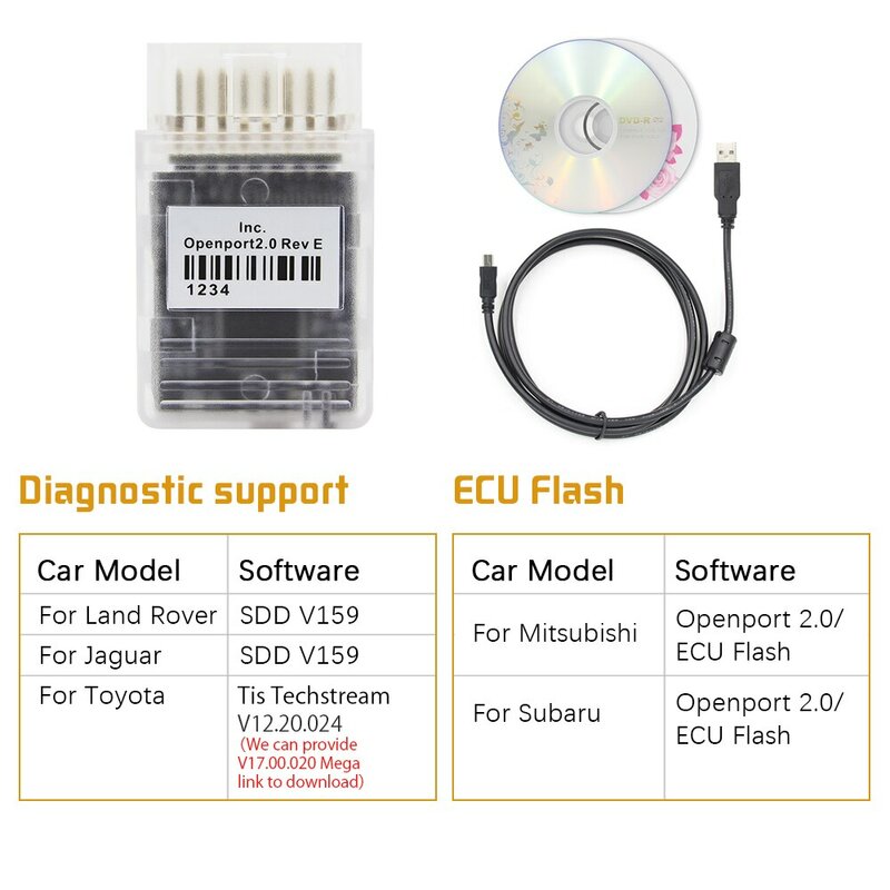 Tactrix-Openport Car Diagnostic Tool, ECU Flash, Open Port 2.0, Auto Chip Tuning, OBD 2, OBD2, Scanner para Mercedes-Benz J2534