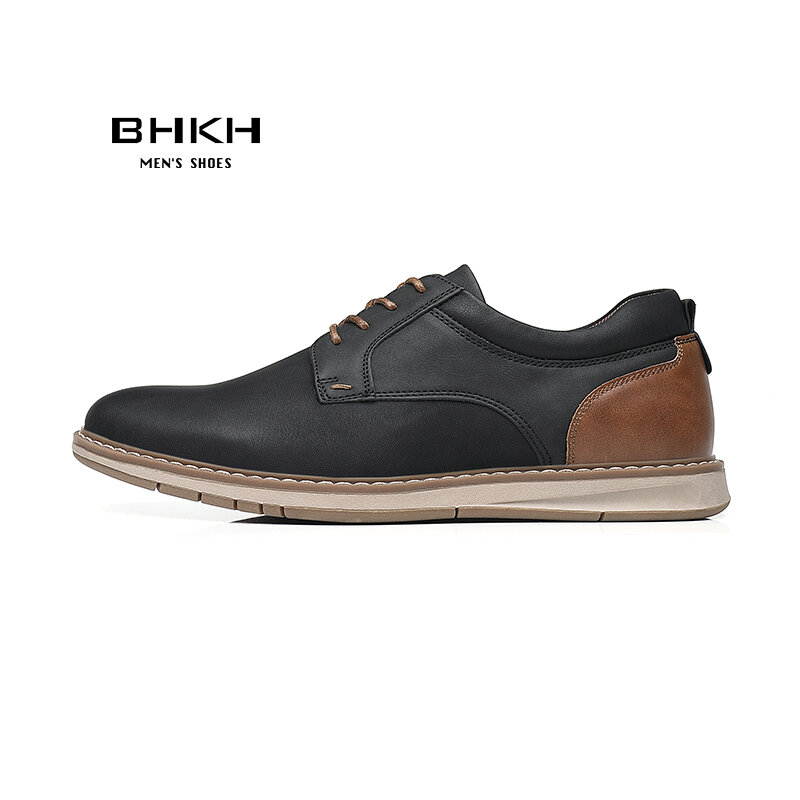 BHKH-zapatos informales de cuero sintético para hombre, zapatillas transpirables con cordones, estilo Oficina, negocios, primavera y verano, 2024