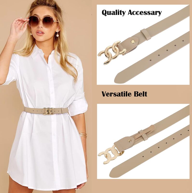 Genuine Leather Decorative Thin Women's Belt New Style With Dress Versatile Suit Black Jeans Versatile For Summer Lady Waistband