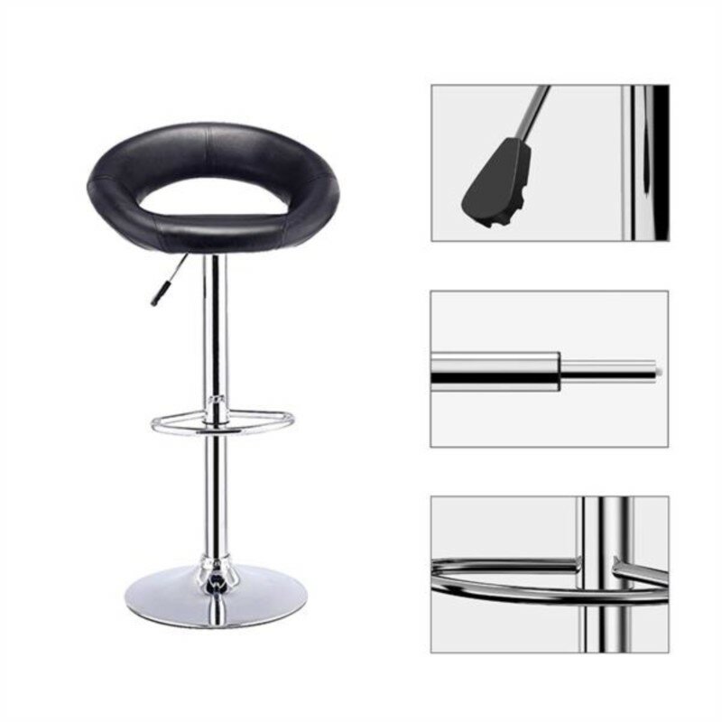 Faux Leather Bar Stools Set, cadeiras de jantar, 360 graus giratória, altura ajustável, branco, ZK30, conjunto de 2