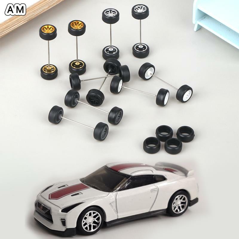 1 комплект 1:64 автомобильные колеса, шина для Hotwheels, резиновая шина с моделью колесной оси, модифицированные детали, «сделай сам», гоночные автомобили, игрушки