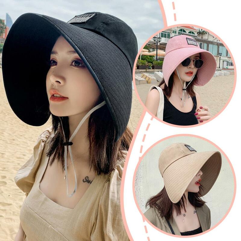 หมวกแฟชั่นฤดูร้อนสำหรับผู้หญิงกันแดดสีสัน Topi Bucket เดินทางบังแดด X4X0หมวกระบายอากาศได้ดี