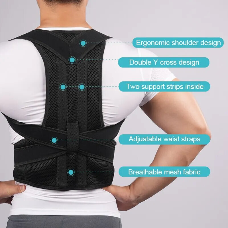 Correttore posturale per la schiena tutore cintura di supporto per la spalla sollievo dal dolore per la parte superiore e inferiore della schiena migliora la maglia posturale del tutore della clavicola della colonna vertebrale