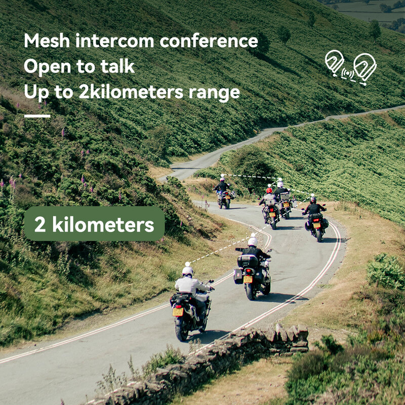 Lexin-intercomunicador con Bluetooth para casco de motocicleta, intercomunicador de malla para hasta 24 personas, alcance de 2 km, 2 piezas, novedad de 2023