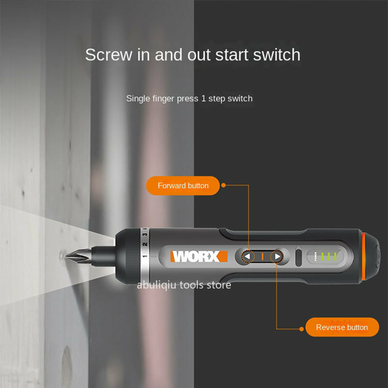 Worx-Mini destornillador eléctrico inalámbrico inteligente, herramienta de perforación recargable por USB, 4V, WX242, WX240, 30 bits