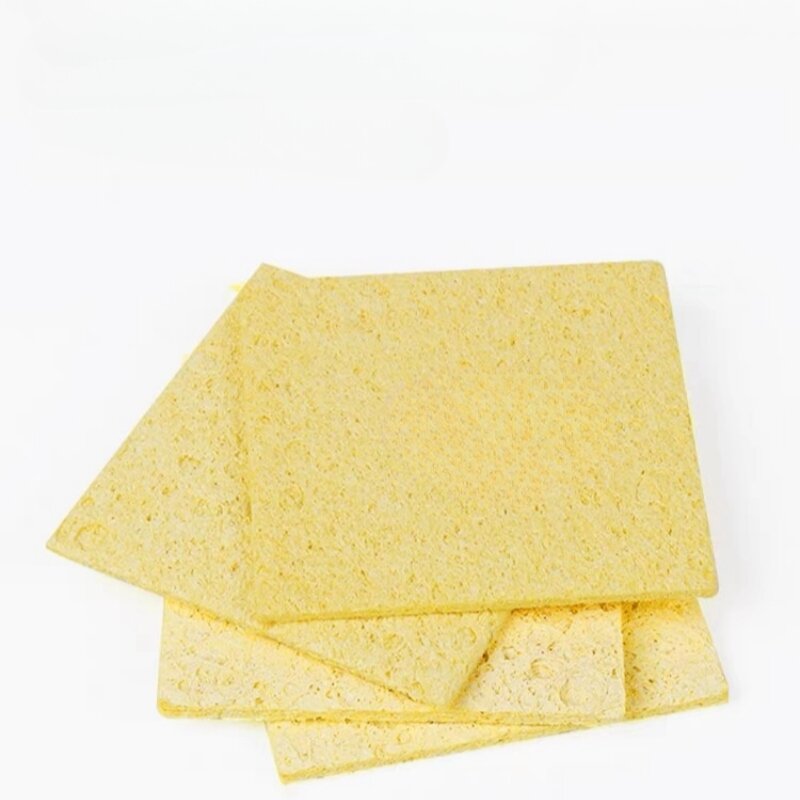 Limpador de esponja de limpeza amarelo, ferro de solda durável e de alta temperatura, 35x50mm, 5 peças