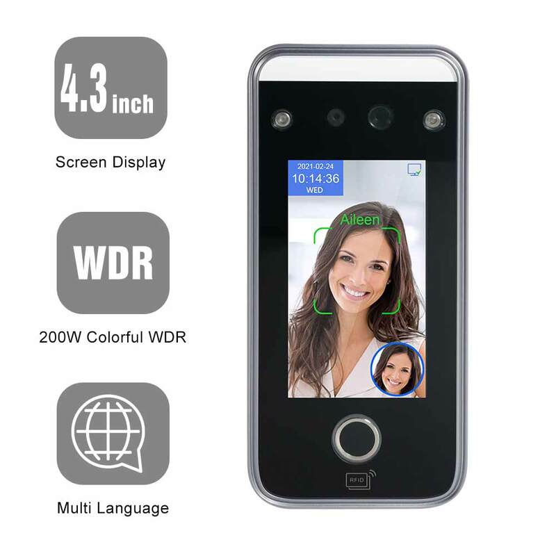 AI Face,Fingerprint Recognition Access Control And Attendance Terminal With 2MP HD Color WDR+2MP Infrared Living Face Camera