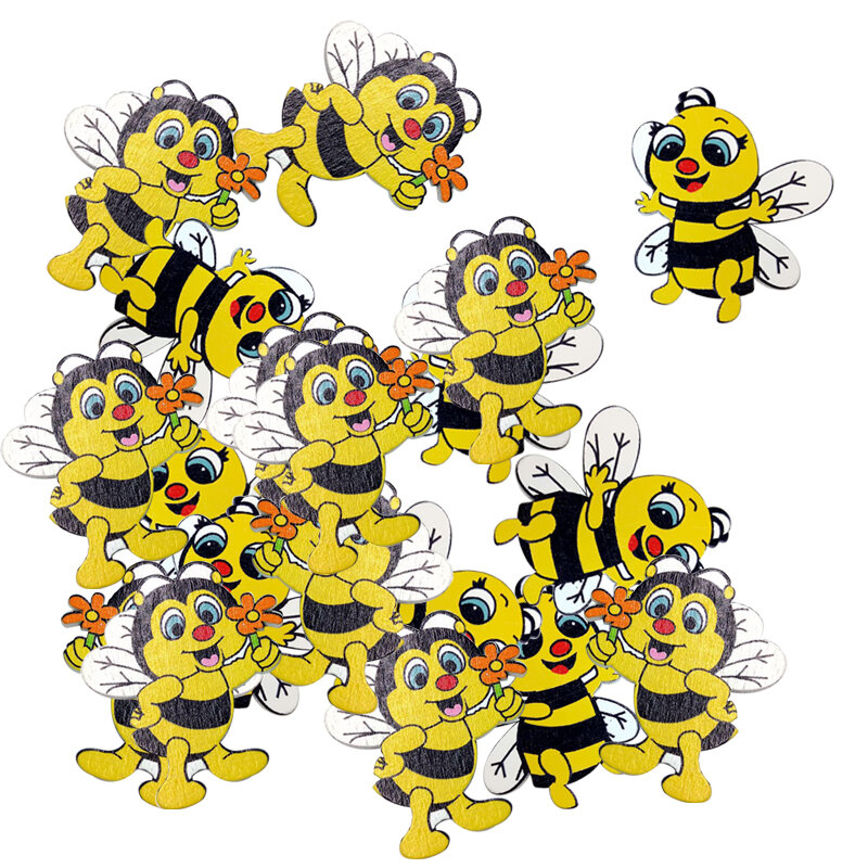 스크랩북 공예용 나무 모양 꿀벌 장식, 장식 버튼, 플랫백 카드 제작, 장식 선물, 20 개, 신제품