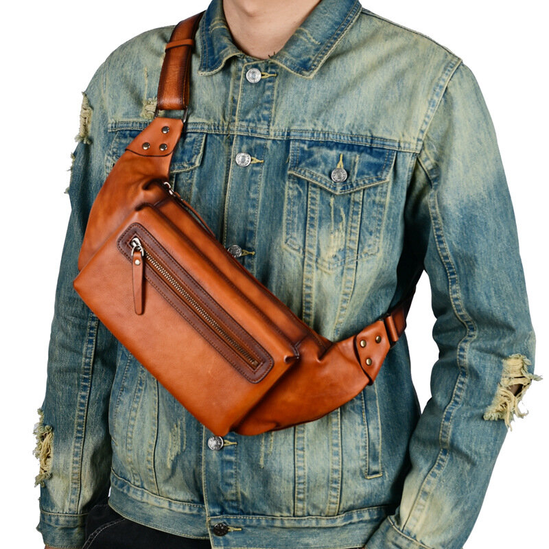 Поясная сумка для мужчин, дизайнерская брендовая Роскошная качественная сумочка из натуральной кожи, клатч на ремне через плечо, забавные мешки