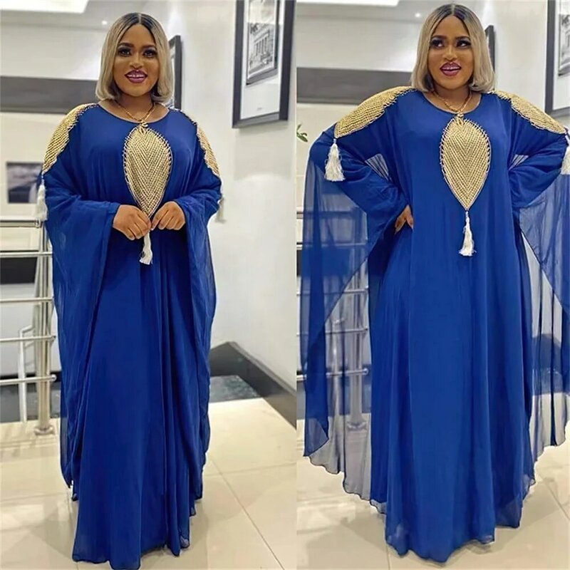 Vestido musulmán de Oriente Medio para mujer, traje Popular africano con borlas bordadas y cuentas, 2023 #, 8300