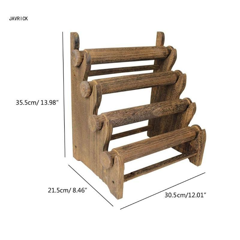4 Tiers Bracelet Stand Watch Holder Wooden Bangle Necklace Display Storage Stand D0LC