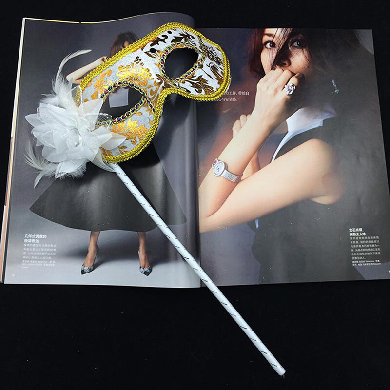 Venetian Masquerade olho máscara em vara, Carnaval Halloween, Festa de baile, Roxo Fantasia