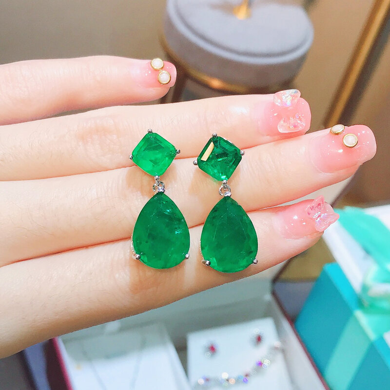 Smaragd Ohrringe für Mädchen 925 Silber Luxus Designer Schmuck Hochzeits feier Zubehör Geschenk