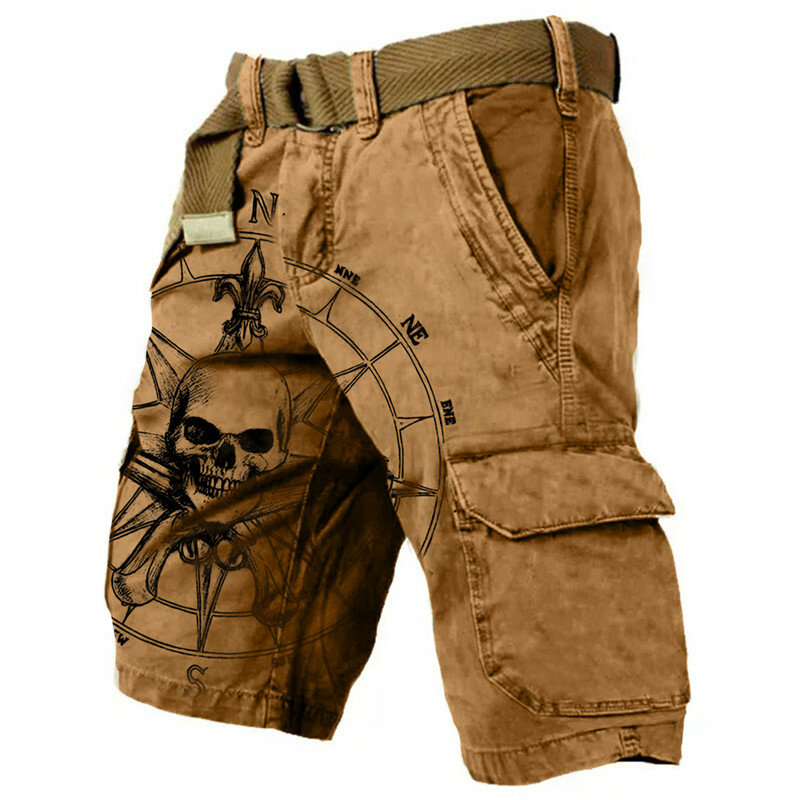 Homens 3D soltos shorts jeans, calças militares ao ar livre, jeans de treinamento de campo, jeans de rua, tendência, venda quente
