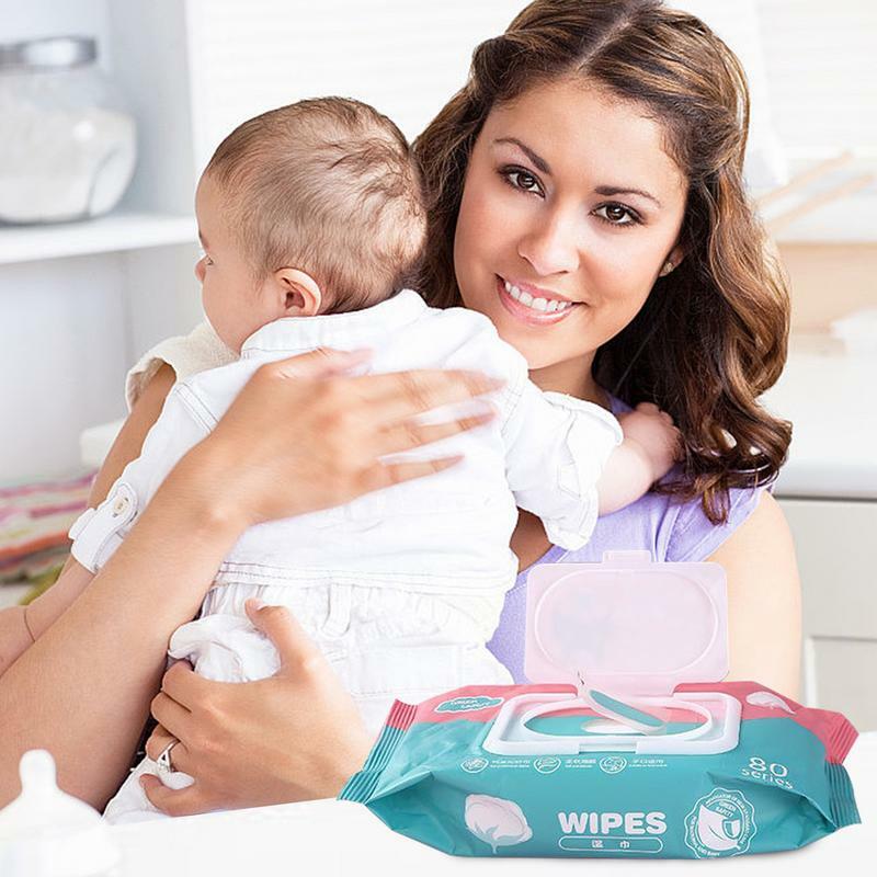 Hand Wipes For Kids 80pcs Mouth Hand Cleaning Toddler Water Wipes Purified Water Wipes Wet Pads Skin-Friendly For Road Trip