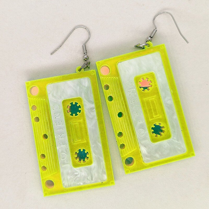 Nuovi orecchini pendenti geometrici in acrilico per le donne Hip Hop Trend Party Jewelry Tape record ciambelle da Rugby san valentino