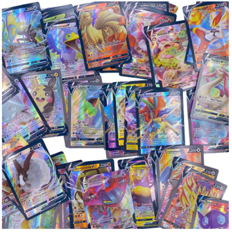 Cartas de Pokémon en español, francés, inglés, alemán e italiano, 5-300 piezas, con 300 G x 300 V Max VMAX 100