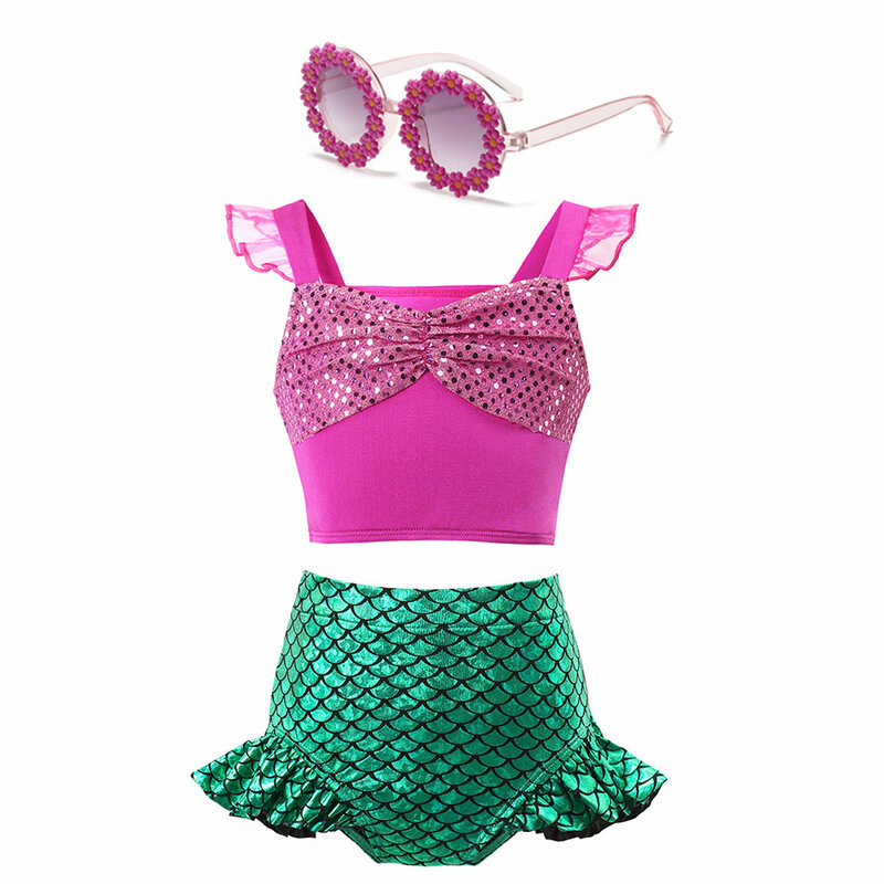 2024 Summer 2-10 Years Girls Swimsuit Two Piece Swimsuit Disney Princess Style Swimwear For Children Summer Bikini Bathing Suit