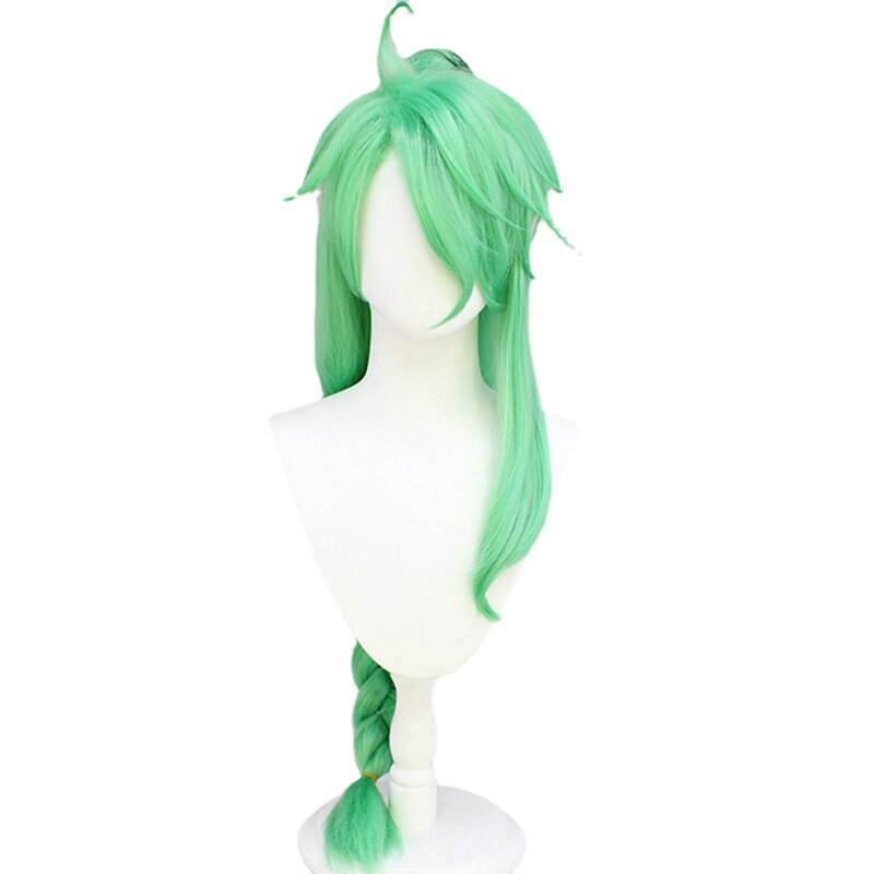 BAIZHU-Perruque Cosplay Genshin Impact, Cheveux Synthétiques Verts, Haute Température Degré, 100cm avec Bonnet de Perruque Gratuit