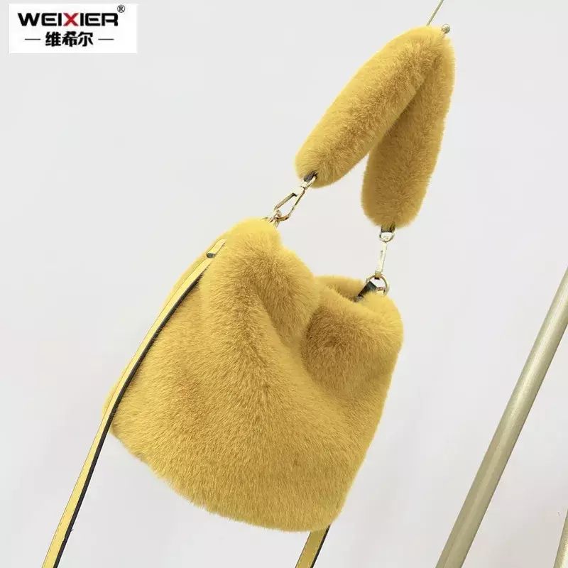 Winter New Faux Fur Bag Handbags Designer Women's Plush Shoulder Bags Soft Fur Hobo Hand bags Female High Quality Purse Lady Sac