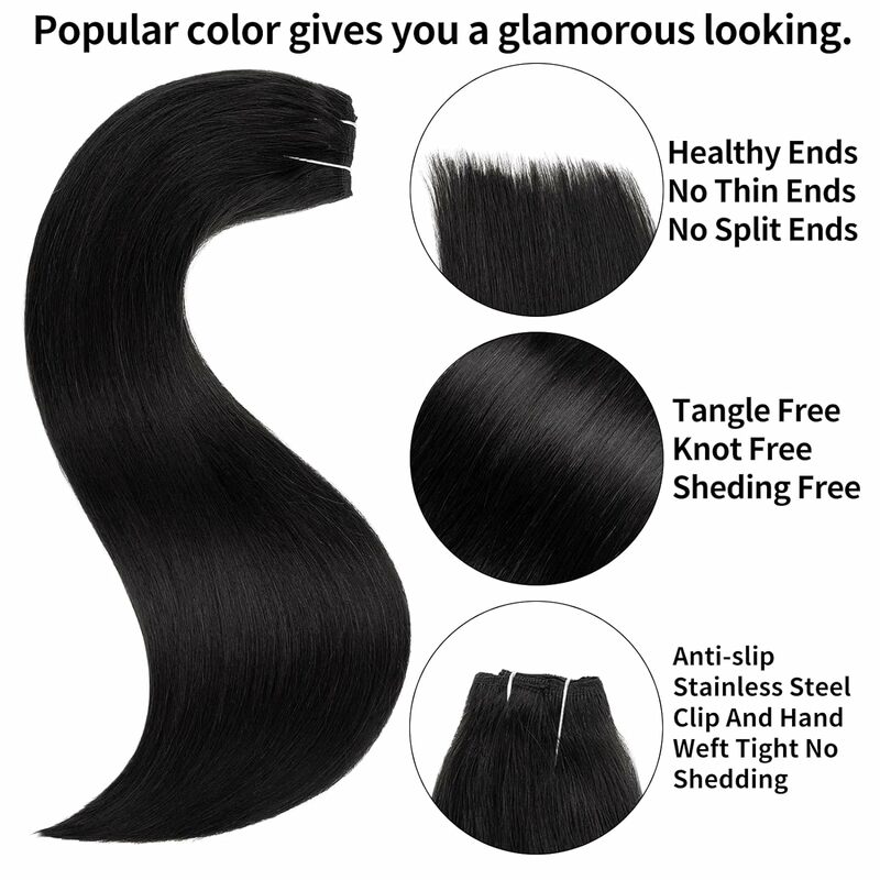 Clip In Hair Extensions Menselijk Elke Keer Met Onze Menselijke Haarclip In Extensions Zwart Echt Menselijk Haar