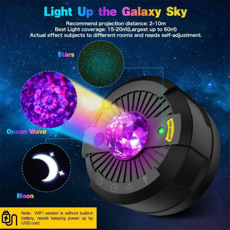 New Arrivals WiFi Smart Starry Sky Galaxy Star Moon Projector LED Star Galaxy Projector Lamp Compatible With Alexa Google APP