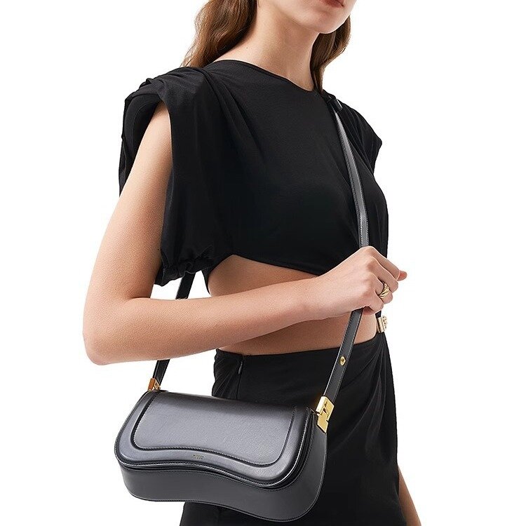 JW PEI tas bahu selempang wanita, tas sadel ketiak Retro dapat disesuaikan mode