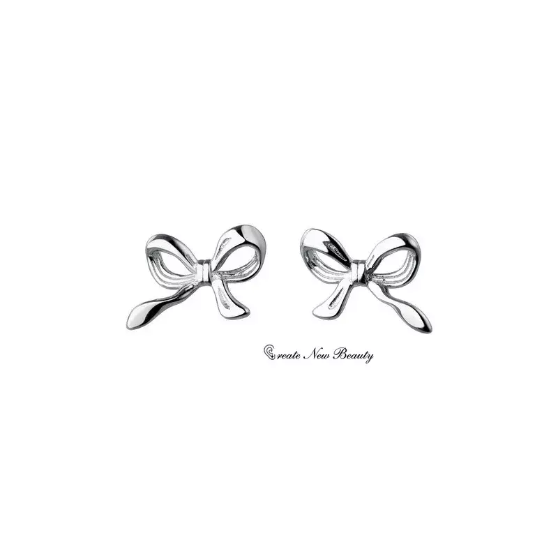 Orecchini di moda per le donne orecchino a bottone con fiocco carino dolce aghi in argento 925 regali di gioielli con Piercing all'orecchio minimalista semplice