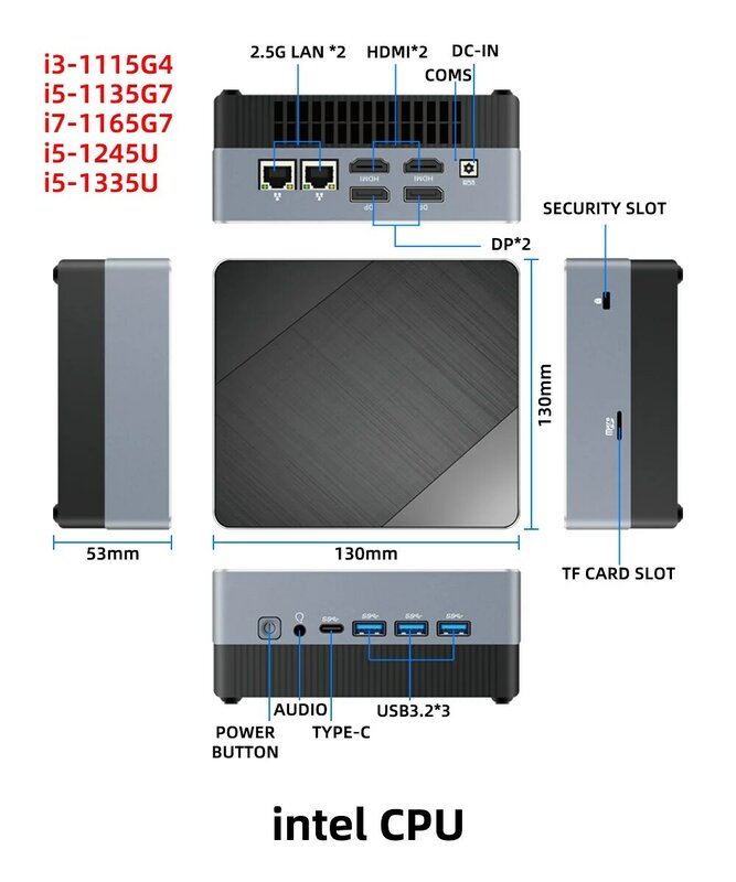 TexHoo-Computador PC Mini Gaming, AMD Ryzen 7 5700U, R5 4500U, Intel Core i5 1335U, Windows 11 Pro, NUC Office, DDR4, DDR5, NVMe, Wi-Fi 6