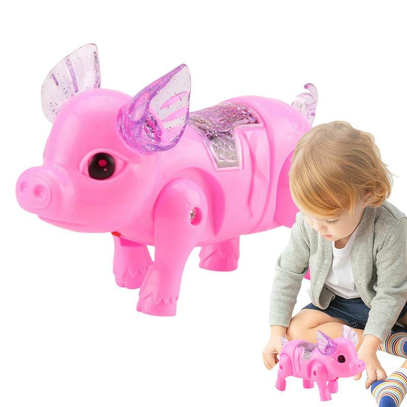 로봇 애완 동물 조명 걷는 돼지 장난감, 음악 인터랙티브 돼지 애완 동물 장난감 애니메이션 선물, 소년 소녀 유아 생일 장난감