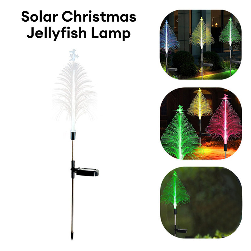 태양열 크리스마스 트리 LED 램프, 야외 방수 조경 램프, 잔디 램프, 광섬유 파티오 장식 램프, 새해 휴일