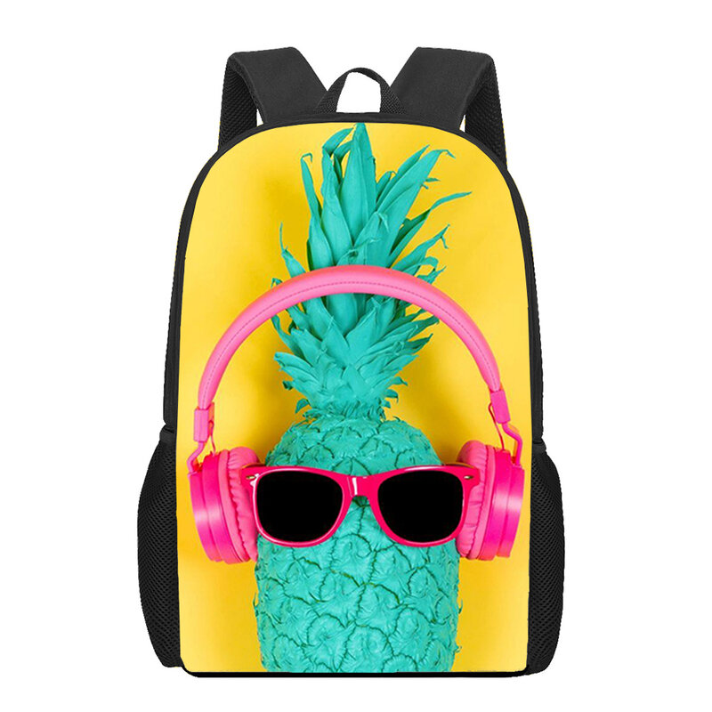 Colorful Pineapple Fruits Fresh Kids School Bags 3D Book Bag 16 Inch  Student Backpack for Teen Girls Boys Kindergarten Backpack