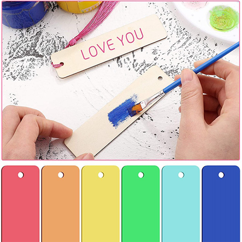 36pcs Wooden Bookmark Blank Diy Handmade Craft Wooden Sign Unfinished Label Book Page Clips Rectangular Thin Hanging Tags