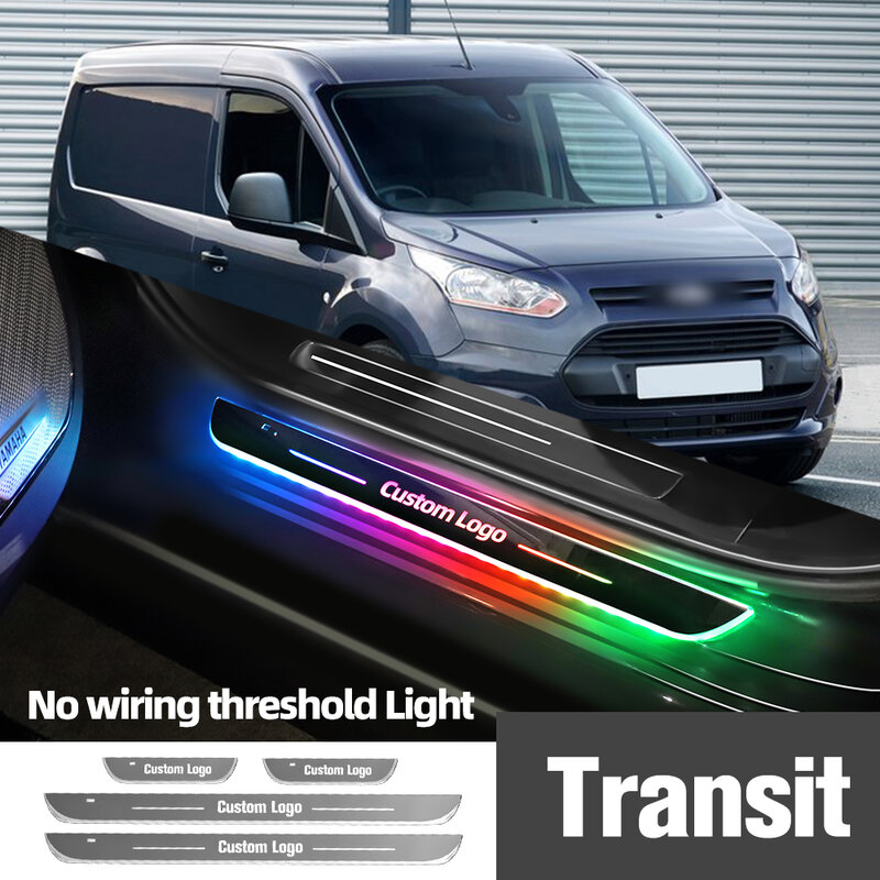 ไฟธรณีประตูรถยนต์สำหรับ Ford Transit 2006-2023 2019 2020 2021ไฟโลโก้ LED แบบกำหนดเองอุปกรณ์เสริมโคมไฟแป้นเหยียบต้อนรับ